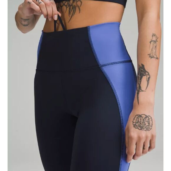 Women Wunder Train High-Rise Tight 25" Colour Block Black Blue Green Size 8 - Picture 2 of 10